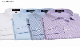 Autumn Quality Long Sleeve Men Dress Shirts Cotton White Black Classic Social Business Shirt Male China Blouse PaulJones8057523