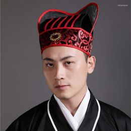 Berets Adult Men Ancient Hat Chinese Traditional Headdress Hanfu Yellow Red Vintage Cosplay Outfit For 247F