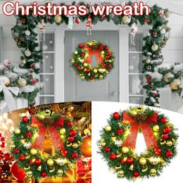 Decorative Flowers Wreath Christmas Small White With Colored Lights AndLED Balls Decoration Home Decor Live Wreaths For Front Door