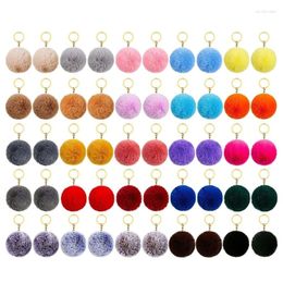 Keychains 50-piece Set Pom Keychain Faux Fur Pompoms With Split Ring And Keyrings For Bag Charm Accessories