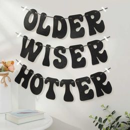 Banners Streamers Confetti 1pc Older Wiser Hotter magic silver onion powder flag disco birthday party decorative banner d240528