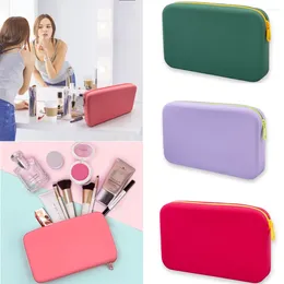 Storage Boxes Small Square Silicone Cosmetic Bag Large Capacity Travel Makeup Brush Holder Portable Waterproof Organiser 2024