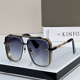 men sunglasses design pop TOP limited edition SIX men K gold retro square frame crystal cutting lens with grid detachable goggles 279s
