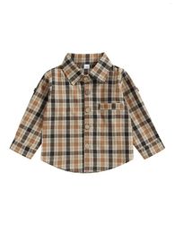 Jackets Baby Boy Plaid Shirt Long Sleeve Cotton Linen Button Down Tee Blouse Top Toddler Fall Outfit