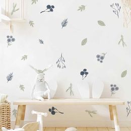 Wall Decor Cartoon Green Leaves Plant Wall Stickers for Childrens Room Baby Girl Boys Room Decoration Wallpaper Nordic Nursery Decals d240528