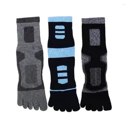 Men's Socks Soft Warm Split-toed Thick Trendy Fashion Sport Patchwork Colour Five Finger Middle Tube Hosiery Cotton Man
