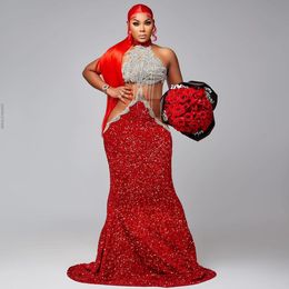 Red Sequin Mermaid Prom Dresses Beads Birthday Party Dress For Black Girl 2024 Hlater Long Sexy Evening Gowns vestidos