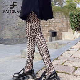 Women Socks Black Hollow Out Pantyhose Summer Mesh Jacquard Tights Sweet Lolita Fishnet Thin Hosiery Stockings Harajuku