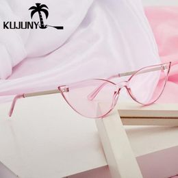 Sunglasses KUJUNY Rimless Cat Eye Women Brand Designer Sun Glasses Ladies Frameless Cateye Eyewears Metal Temple Eyeglasses 269d