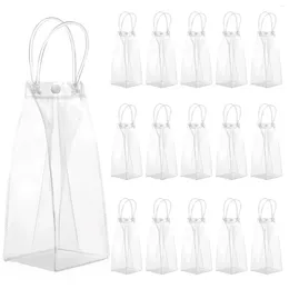 Storage Bags 15 Pcs PVC Transparent Handbag Pieces Toats Clear Favour Reusable Gift For Favours With Handles Small Carrier
