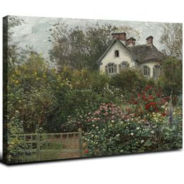 Framed Canvas Wall Art for Living Room Decor, Vintage Meadow with Flowers Painting Wall Art Prints Bedroom Home Bathroom Decor
