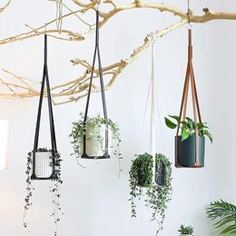 Garden Supplies 30 Inch Leather Plant Hangers Hanging Planter Flower Pot Holder Home Decor For Indoor Plants Cactus Succulent Balcony