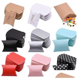Other Event & Party Supplies Ups Pillow Candy Box Kraft Paper Christmas Gift Packaging Boxes Bags Wedding Favours Birthday Decorations Dhw9O