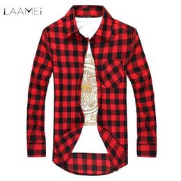 Laamei Men039s Plaid Shirt Men Shirts New spring Fashion Chemise Homme Mens Checkered Shirts Long Sleeve Slim Fit Shirt Men Y208369648