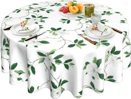 Table Cloth Leaf Tablecloth Green Floral Round 60 Inch Washable Reusable For Home Parties Dinner Picnic Dining Kitchen Decor