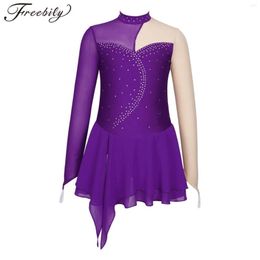 Stage Wear Rhinestone Figure Ice Skating Dress Kids Girls Artistic Gymnastics Ballet Leotard Ballroom Dance Competition QERFORMANCE Dre 316G