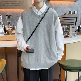 Men's Vests 2024 Men' Sweater Knitted Vest Classic Business Casual Fashion Solid Colour Sleeveless Formal Pullover Clothing C129