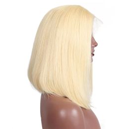 Blonde #613 Lace Front Wig Remy Human Hair 13X4 Frontal Lace Wig Short Blunt Bob Cut with Single Knots Hairline Baby Hair