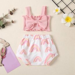 Clothing Sets 3 Style Lovely Infant Baby Girls Clothes 2pcs Big Bowknot Strapless Sleeveless Vest Tops Floral Shorts 0-24M