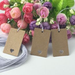 200pcs 5*3cm Kraft paper tags +200pcs strings for wedding mini paper label for DIY cute blank kraft tag gift labels price list