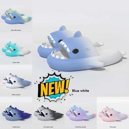 2024 Новые дизайнерские тапочки Shark Summer Sliders Мужчины, дети, детские, розовые голубые, сандалии, сандалии, мягкая подушка, облако
