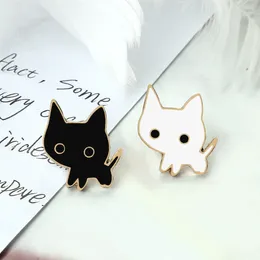 Brooches Couple Black White Enamel Pin Cartoon Fishing Metal Chain Badges Halloween Witch Kitties Brooch Kids Pins Jewellery Gifts