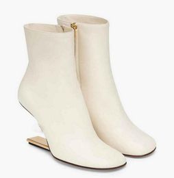 Marca inverno di lusso prima caviglia stivali da donna con tacchi fshape ha lucidato il polpaccio bianco bootie di nudo nerolette per matrimoni Wedding Lady Fashion Boot2045366