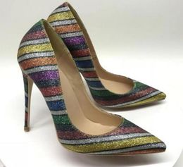 S Moda Kadınlar Pompalar Çok Renkli Parıltılı Strass Saçlı Toe Yüksek Topuklu Sandalet Ayakkabı Botları Gelin Düğün Pompaları 120mm 100m71424686765699