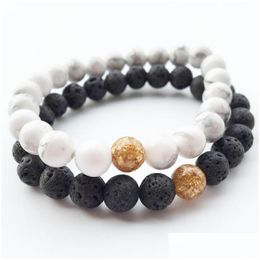 Beaded 8Mm Natural Lava Stone Healing Strands Charm Bracelets Uni For Men Women Yoga Fashion Lover Jewelry Drop Delivery Dhtzq