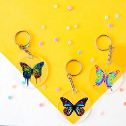 Party Favour Art Transparent Keychain With Painted Butterfly Eye-catching Decorative For Bags Keys Acrylic Key Chain Great Idea