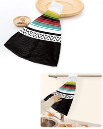 Towel Bohemian Ethnic Style Stripes Pattern Hand Towels Home Kitchen Bathroom Hanging Dishcloths Loops Absorbent Custom Wipe