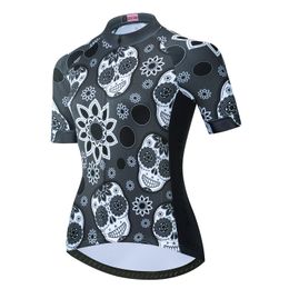 2022 Cycling Jersey Women Bike Mountain Road MTB Top Maillot Bicycle Shirt Short Racing Team Blouse female Clothing Skull Black