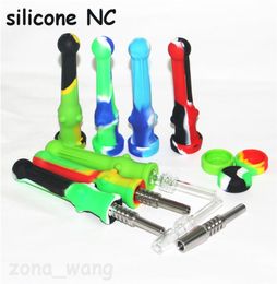 Silicone Pipes Smoking Concentrate Dab Straw Muliti Color Silicon hand pipe 14mm Joint with quartz nails Oil Rigs dabber tools4326313