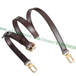 Coffee brown smooth calf leather adjustable shoulder strap suitable for designers womens handbags bags pockets wallets luggage 240520