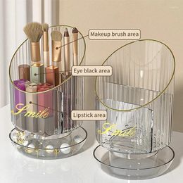 Storage Boxes 1Pcs 360° Rotating Makeup Brush Holder Luxury Cosmetic Organiser Lipstick Eyebrow Pencil Waterproof Dustproof Box