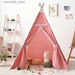 Toy Tents Portable Children Tents Tipi Play House Kids Cotton Canvas Indian Play Tent Wigwam Child Little Beach Teepee Party Room Decor Q240528