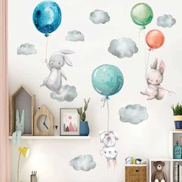 Wall Decor Animal Cartoon Wall Stickers for Kids Rooms Balloon Bunny Decorative 3D Wall Stickers for Children Rooms Large Kids Wall Decals d240528