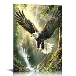 Bald Eagle Wall Art Forest Birds Spread Their Wings Pictures Home Decor Canvas Painting Posters and Prints Wall Art Pictures for Living Room Bedroom Decor Style