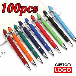 100 Pcs Light Metal Capacitive Universal Touch Screen Stylus Ballpoint Pen Free Custom Writing Stationery Office Gifts 240528