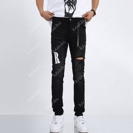 Designer Jeans Mens Jeans Vintage Splashed Ink Trendy High Street Vibe Flared Wide Leg Men Distressed Ripped Rock Hip Hop Stacked Jeans Men Black Jeans