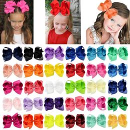 Hot sale 6 Inch Baby Children hair bow boutique Grosgrain ribbon clip hairbow Large Bowknot Hairpins Hair Accessories decoration