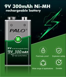 PALO 9V 300mAh NiMH Rechargeable Battery +Battery Charger For AA AAA 9V Ni-MH Ni-Cd Rechargeable Batteries Fast Charge Device