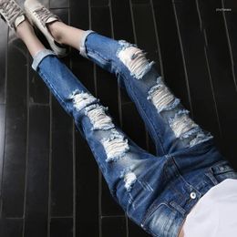 Women's Jeans Korean Style High Waist Ripped Denim Cropped Women Spring And Summer Loose Harem Pants For
