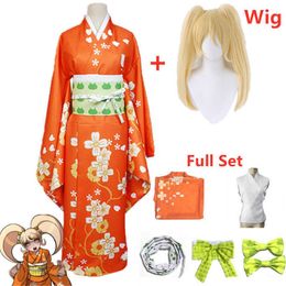 Anime Super Danganronpa 2 Hiyoko Saionji Kimono Cosplay Costume Adult Women Orange Dress Kimono Halloween Clothing Kostuums Q0821 280J
