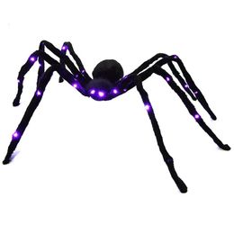 Other Event Party Supplies 125Cm Luminous Halloween Spider Scary Nt Led Web Decorations Props Haunted Indoor Outdoor Decoration Drop D Dhomh