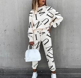 Women039s Two Piece Pants Autumn Spring Casual Outfit Tracksuit Letters Print Long Sleeve Top Pant Suits Women Pullover For Spo4471923