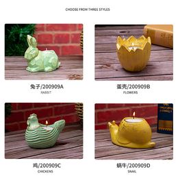 Easter Candlestick Home Furnishing Rabbit Animal Candle Tray Snail Eggshell Chicken Shape Candle Holders Party Decoration