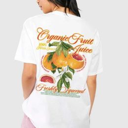 Damen T-Shirt Back Printed Vintage Grap Fruit T-Shirt Süße übergroße Pflanze Frucht Grafik T-Shirt Damen Cottagcore ästhetische Straße Kleidung J240527