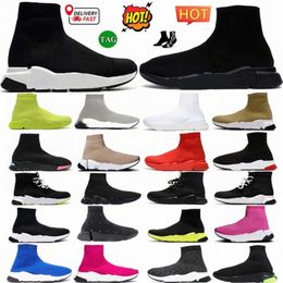 Shoes designer speed sock 1.0 2.0 knit sneakers recycled graffiti Shiny Knit lace up clearsole fluo trainers sneaker trainer socks mens womens All Over Black Yellow