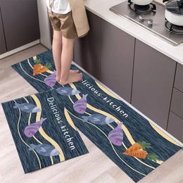 Carpets Oilproof Kitchen Mats For Floor Anti-Slip Home Bathroom Bath Carpet Living Room Rug Doormat Waterproof 2 Set